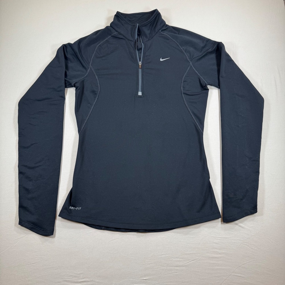 Nike Womens Dri-FIT 1/4 Zip Running Pullover Black Small 438726-010